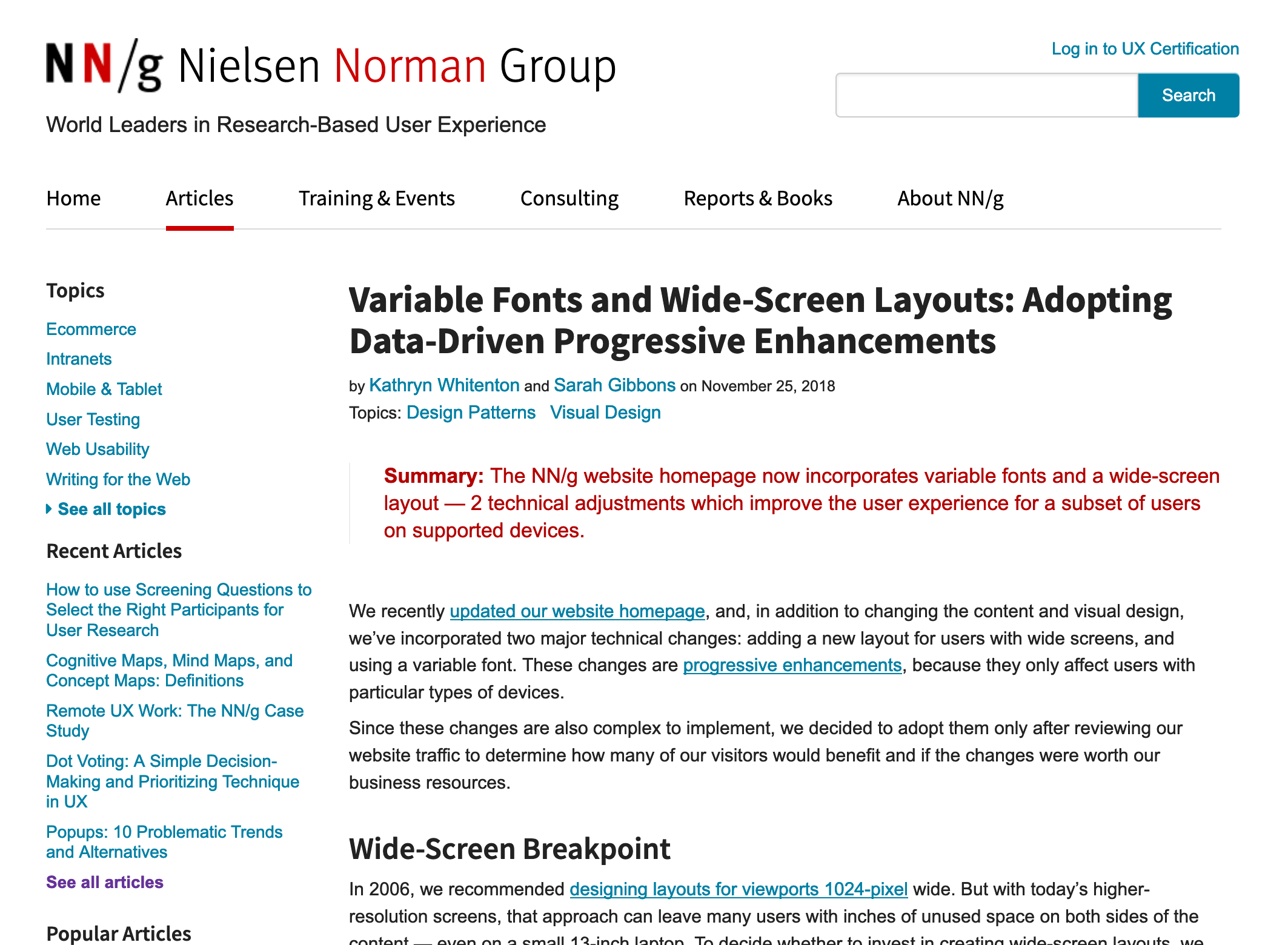 Nielsen Norman Group’s variable font research